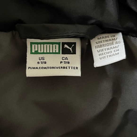 Puma Boys Puffer Vest | Size S 7/8 | Black & Gray | Full Zip | Like New - Picture 9 of 9